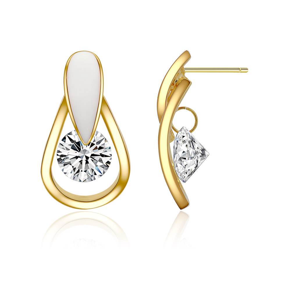 Detailed view of the White Epoxy CZ Drop Earrings