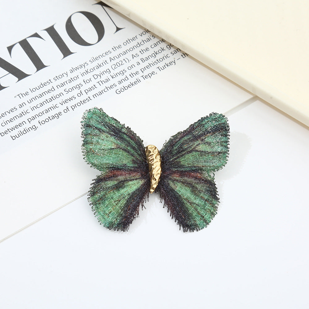 Emerald green gradient butterfly brooch