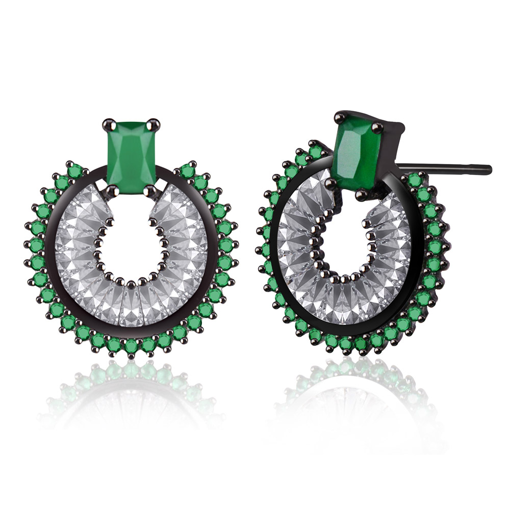 Detailed close-up of the Stunning Emerald CZ Earring