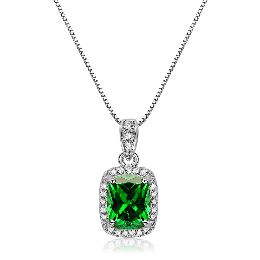 Close-up of the emerald green CZ pendant