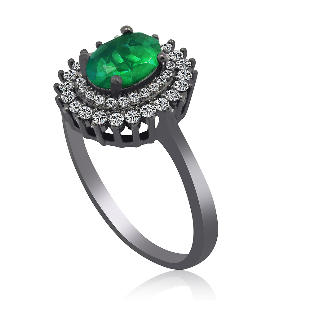 A detailed side view of the Green Opal Ring showcasing its craftsmanship.