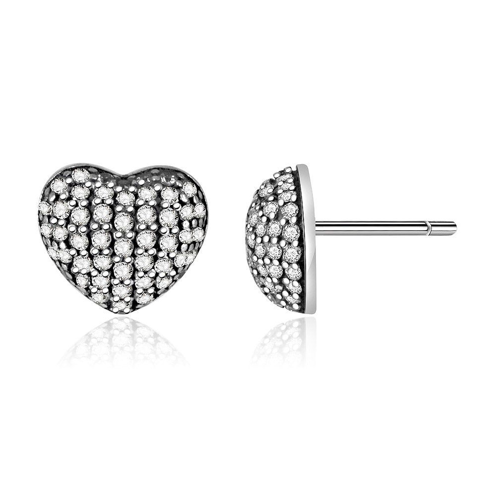 Detailed view of the White Zirconia Mini Heart Ear Studs