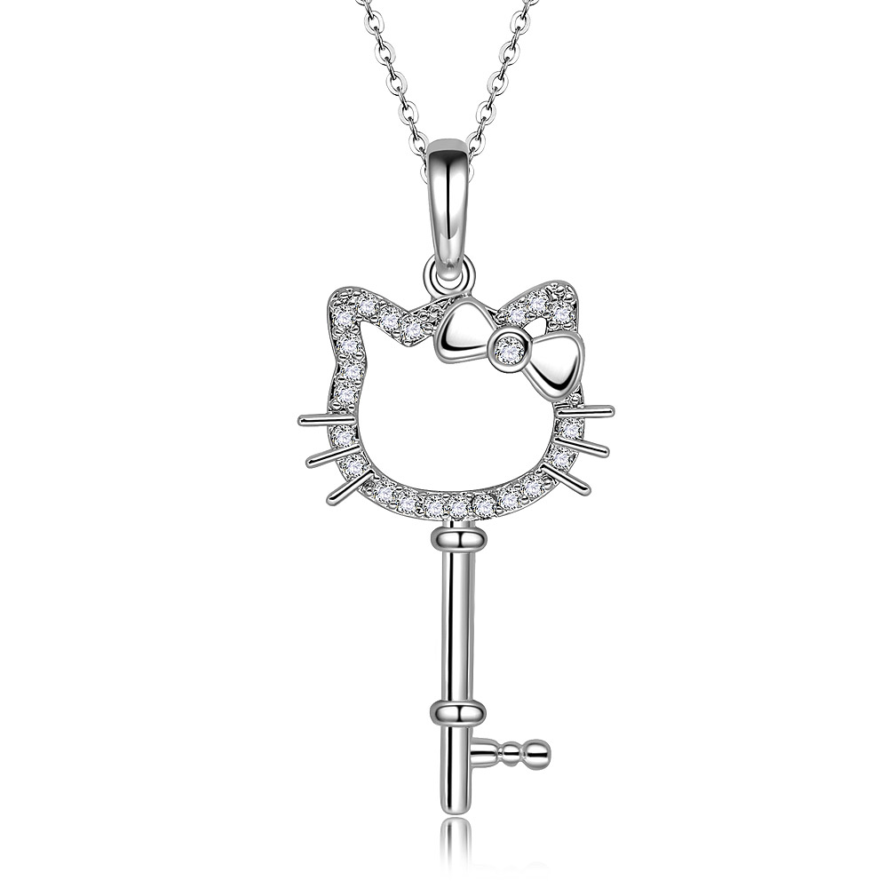 Detailed view of the Kitty Key Necklace pendant