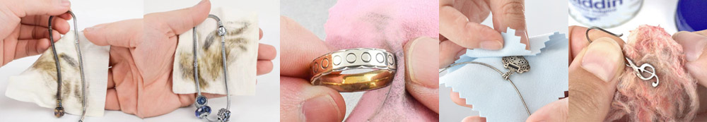 Demonstration of the rubbing test for sterling silver jewelry.