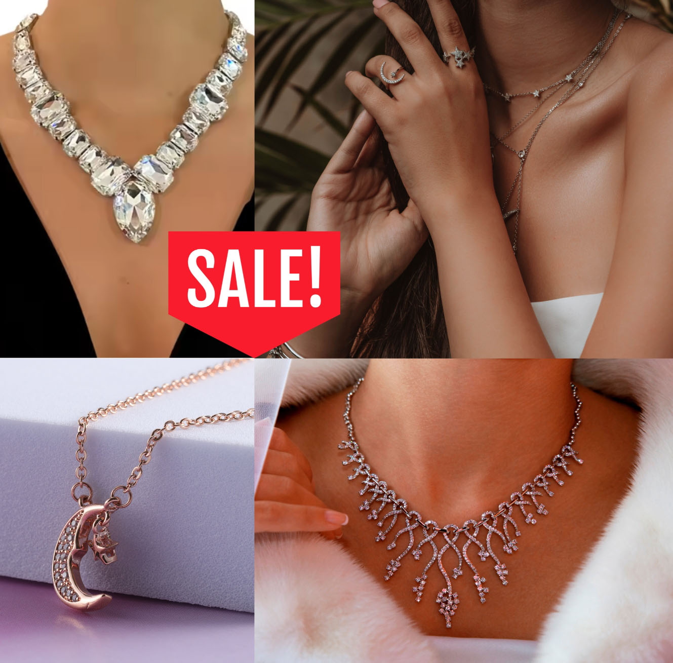 Promotional image showcasing a variety of fashion jewelry pieces available for wholesale from JR Fashion Accessories.