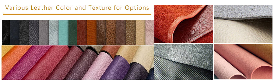 A wide variety of leather color and texture swatches available for customization.
