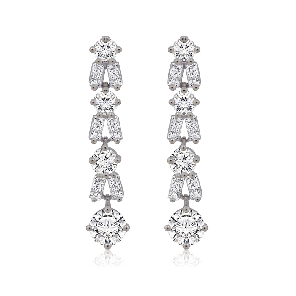 Front view of the Brilliant Cut Zirconia Earrings