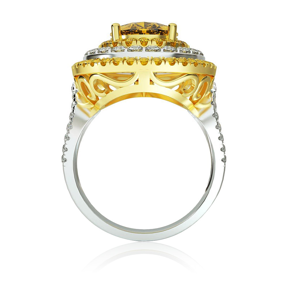 Detailed view of the Enticing Bright Ring's craftsmanship and two-tone plating
