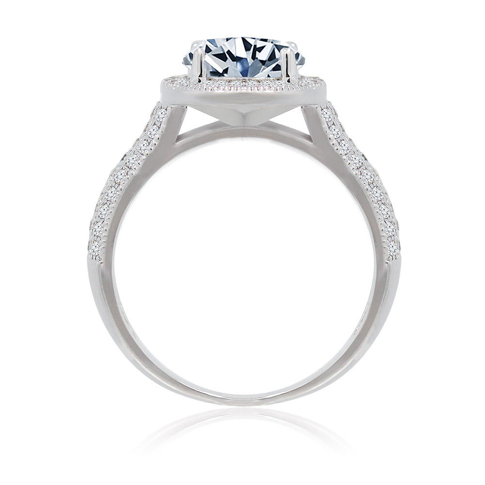 Detailed view of the Worldly Ring's brilliant cubic zirconia stone