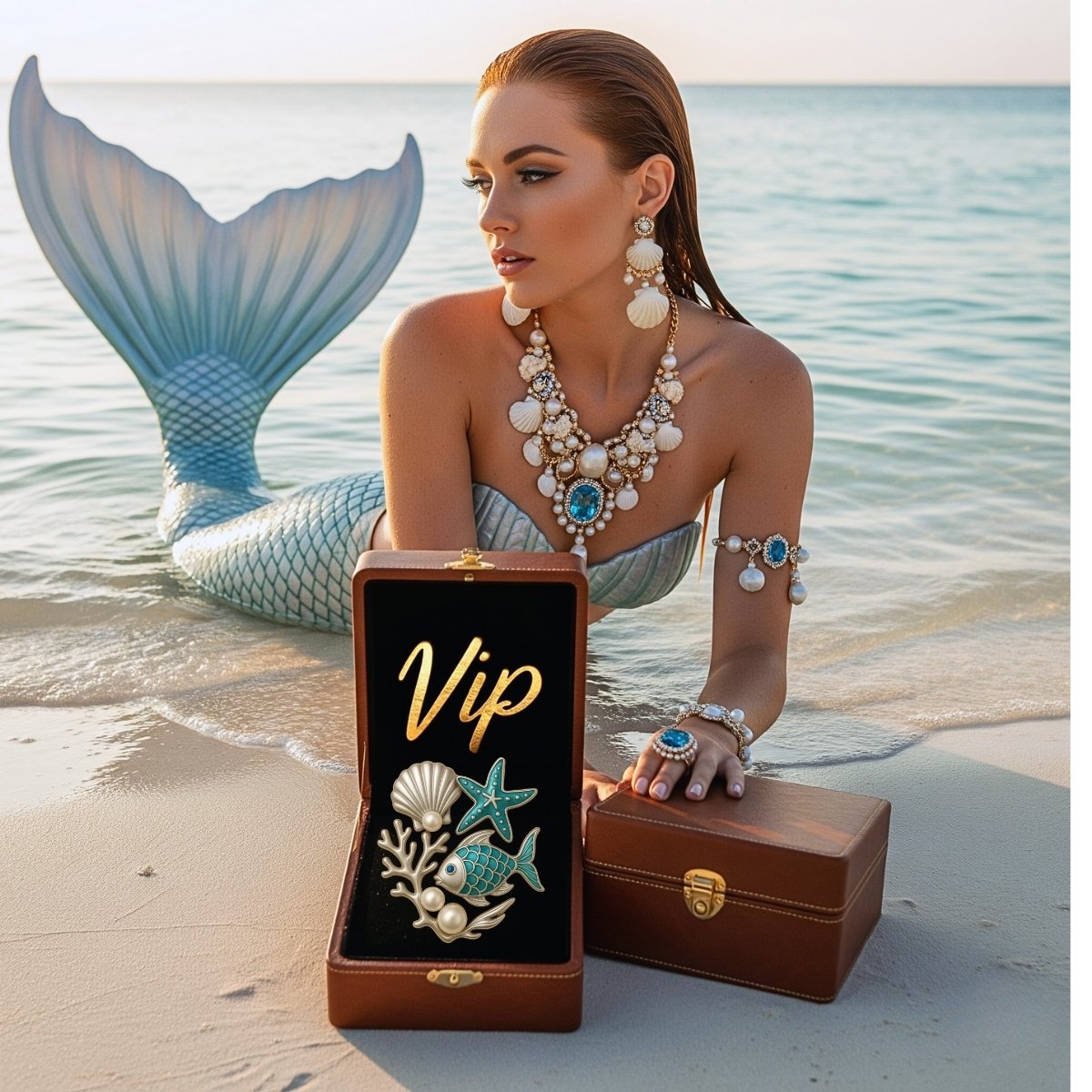 Promotional image for the mermaid-themed jewelry collection