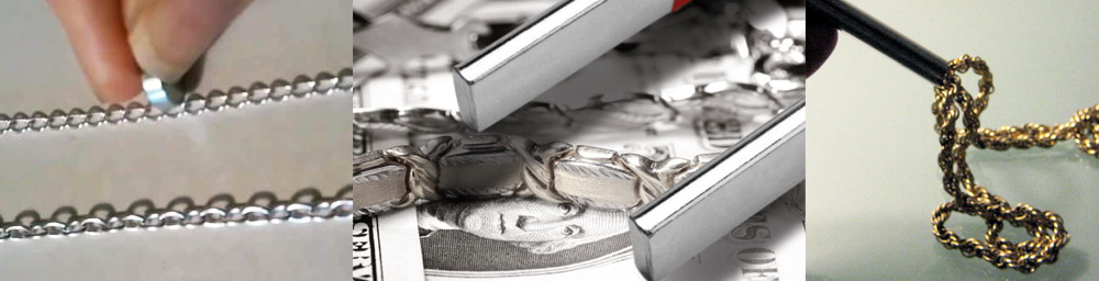 Using a magnet to test the authenticity of sterling silver.