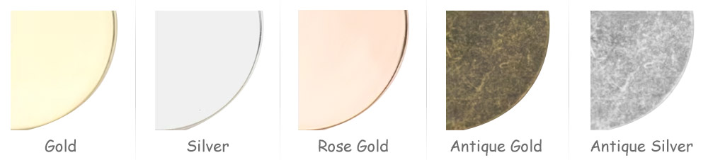Various metallic plating color options for jewelry tags