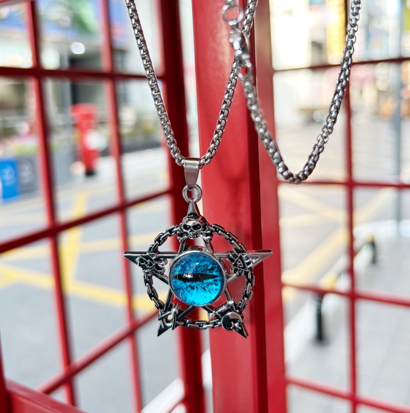 Pentagram variation of the evil eye necklace