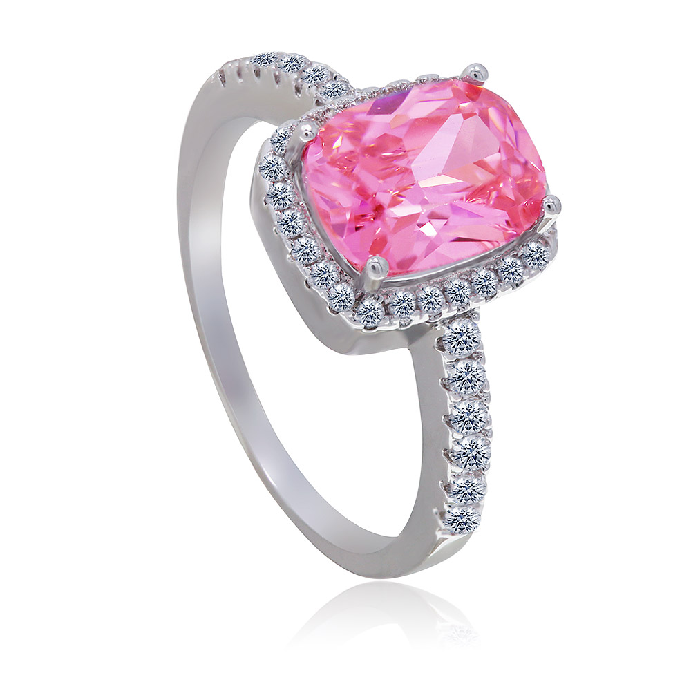 Detailed side view of the Pink Enchant Ring setting