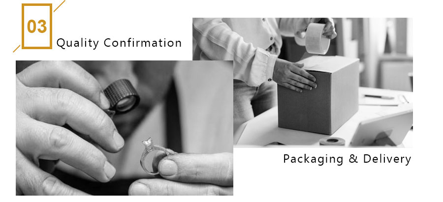 The quality assurance and packaging process for custom jewelry orders.