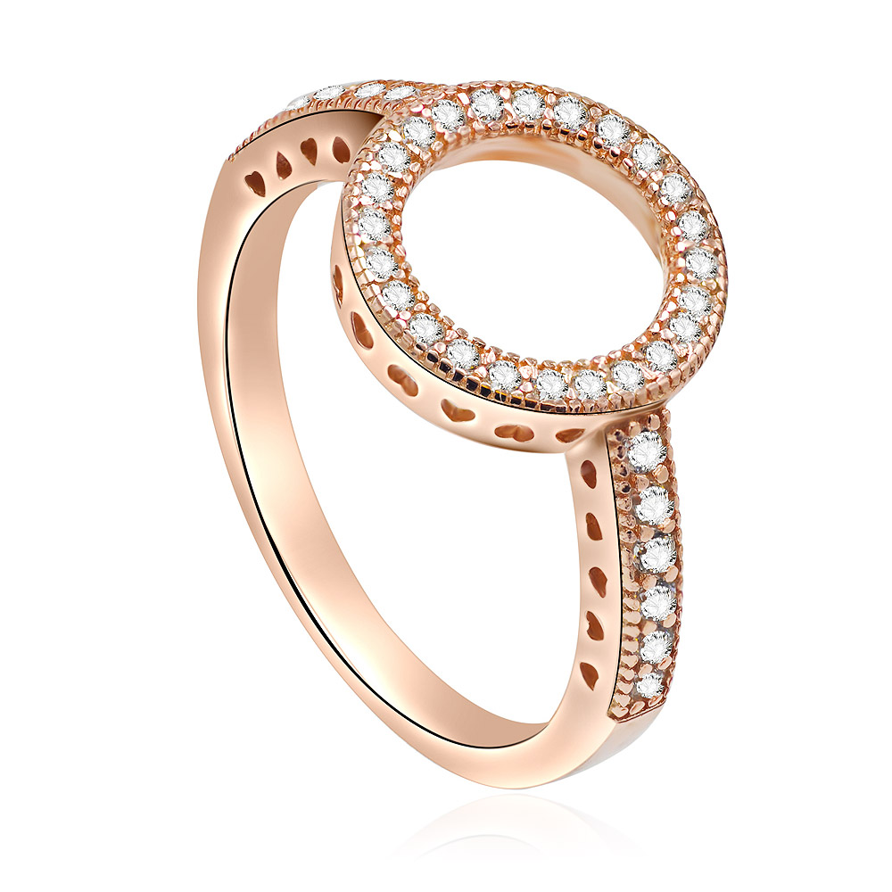 Detailed view of the heart cutouts on the Rose Gold CZ Ring