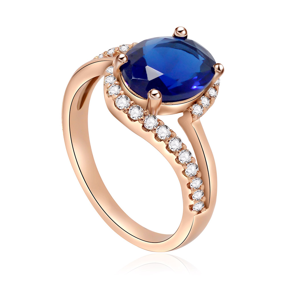 Detailed view of the sapphire ring's swirl design