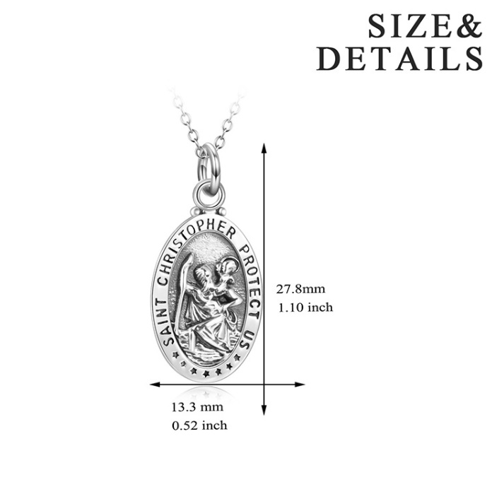 Detailed measurements of the custom Saint Christopher pendant