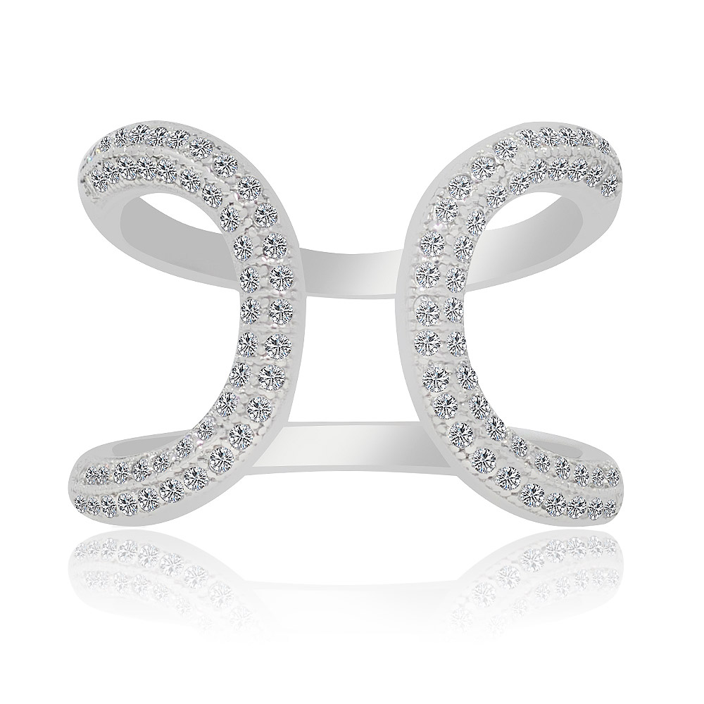 Iced Atomic Ring with a bow-like atomic design from another angle