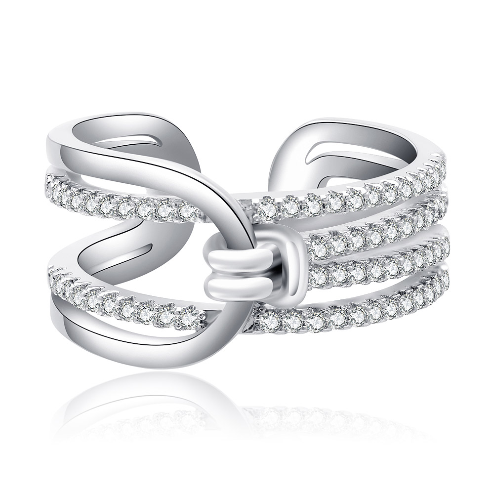 Detailed view of the Knot Statement Ring showing the cubic zirconia accents