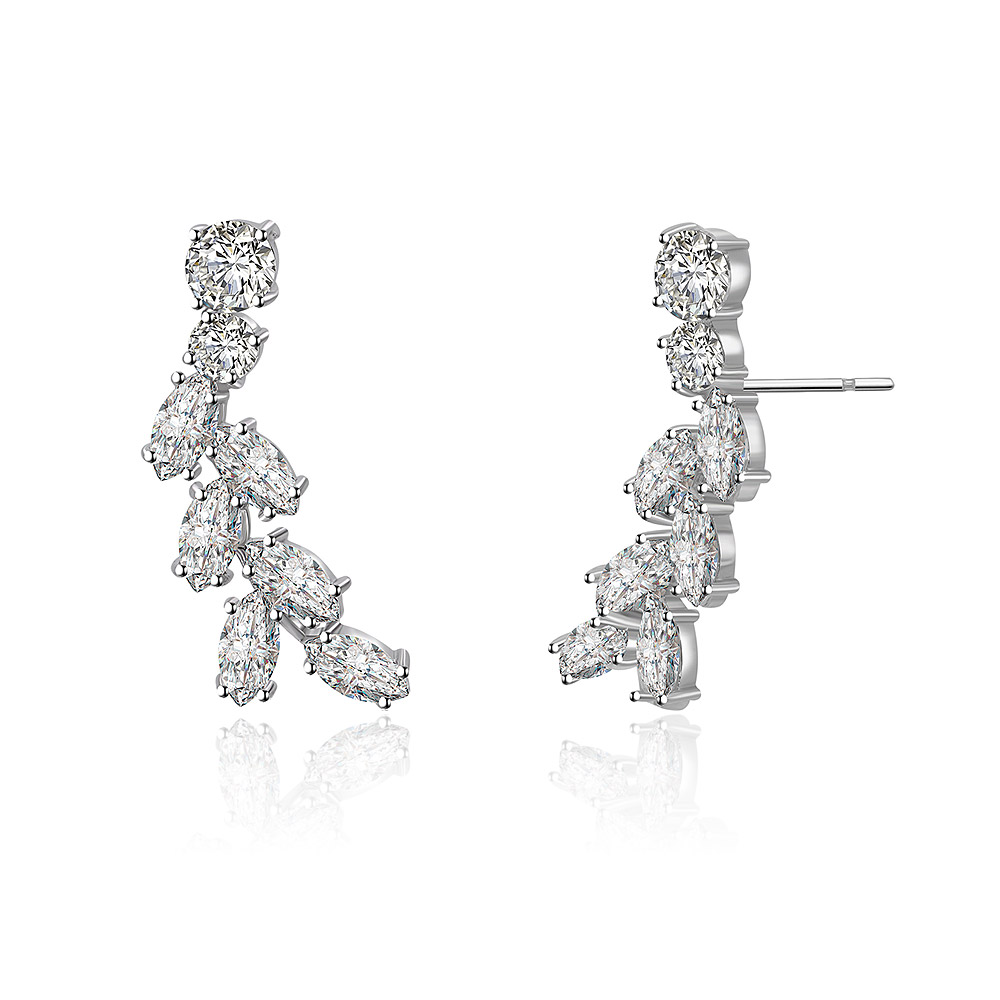 Side profile of the rhodium-plated earring showing the post-back