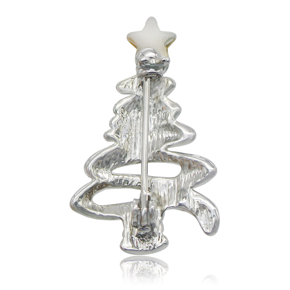 Close-up of the High Polished Silver Christmas Tree Brooch pin mechanism