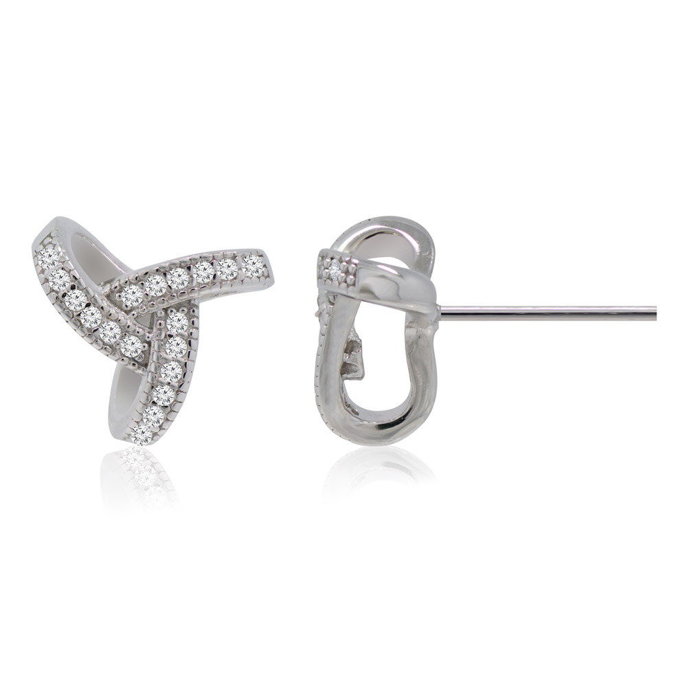 Detailed view of the intricate crisscross design on the Love Knot Me earrings.