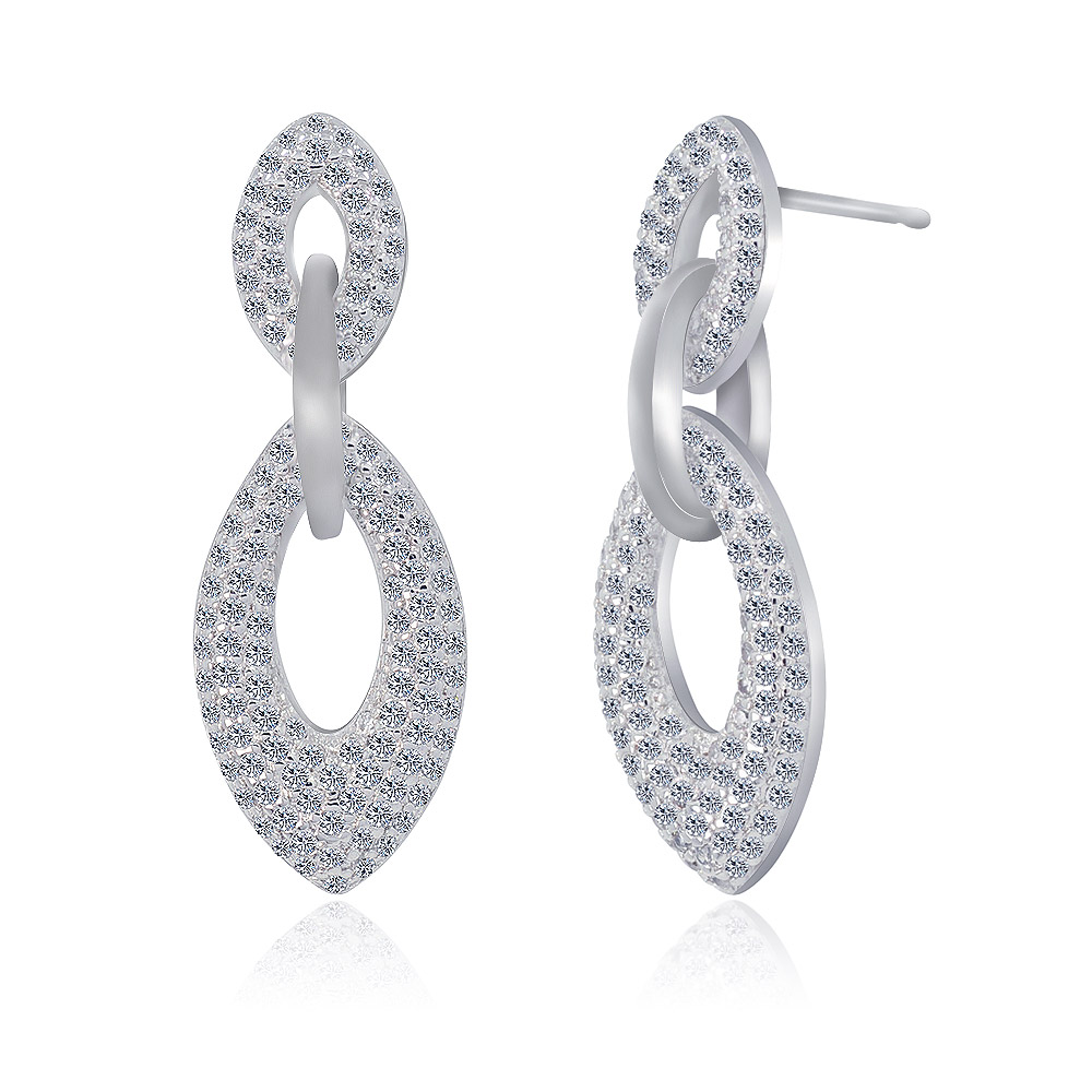Detailed craftsmanship of the Tri Link Drop Pave CZ Earring