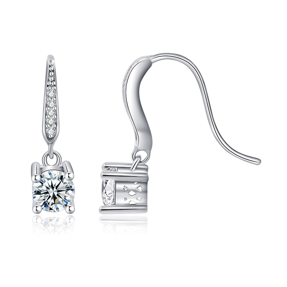 Detailed view of the CZ stone on the dangle earring