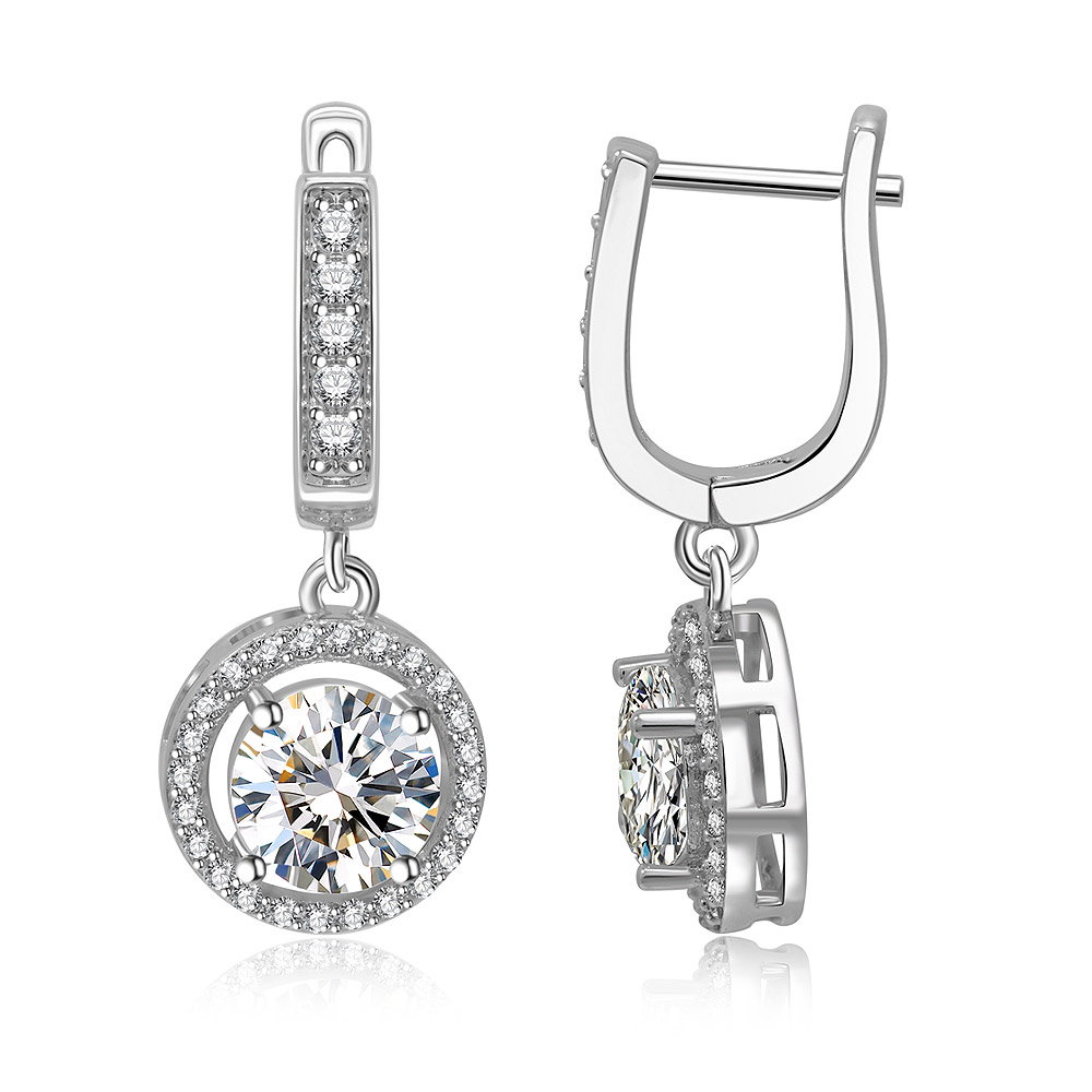 Side profile of the Round Zirconia Earrings showing the secure closure