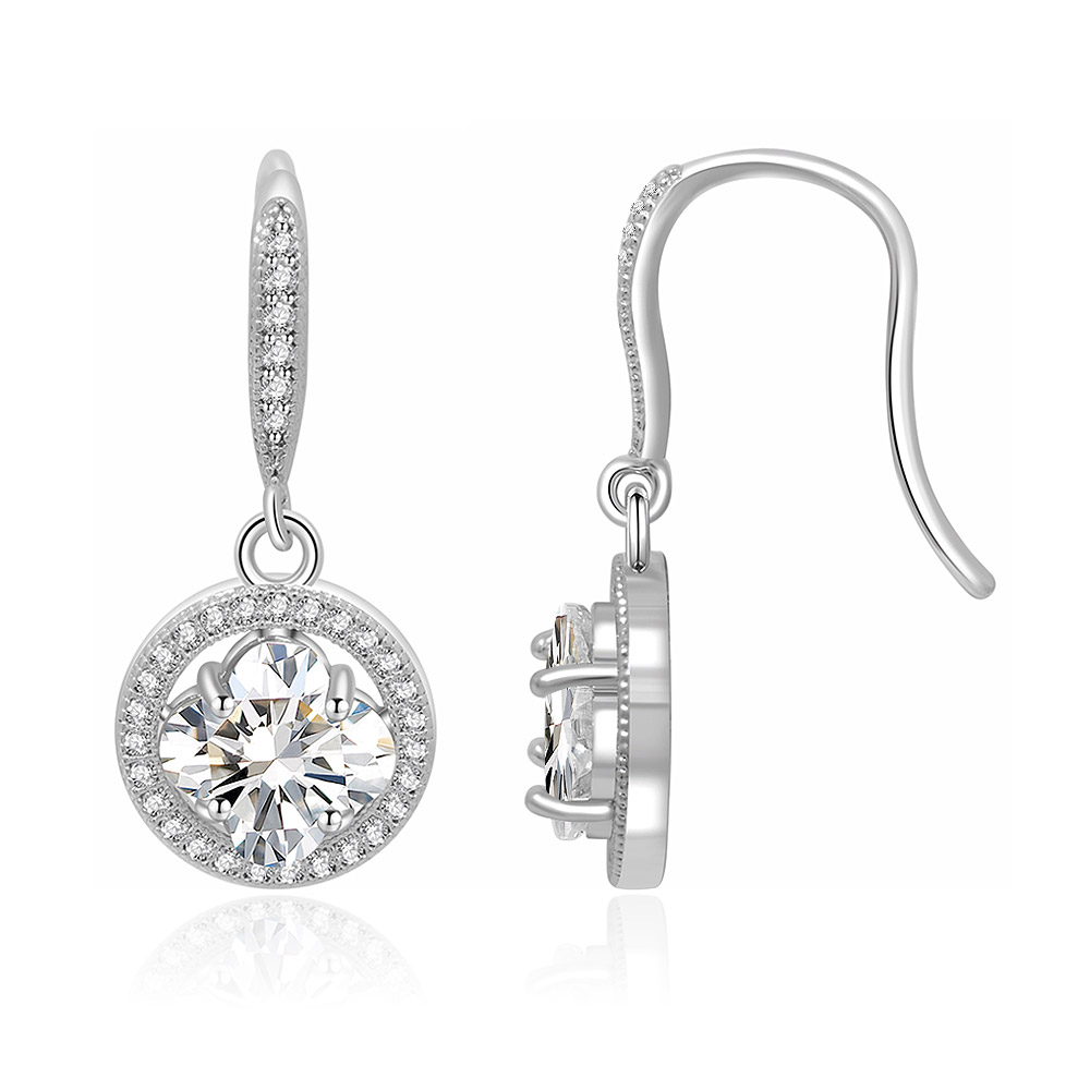 Detailed view of the Round Zirconia Hook Earrings
