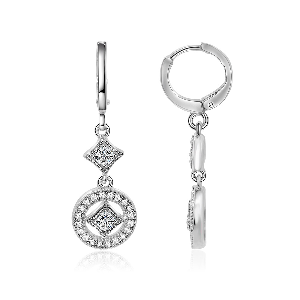 Detailed view of the sparkling charms on the Cubic Zirconia Mini Drop Earrings