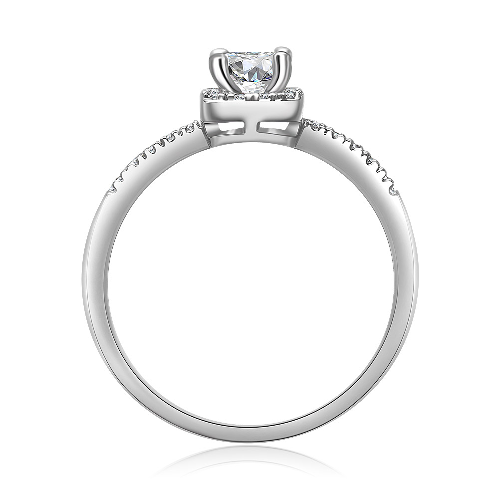Detailed craftsmanship of the Elegance Square CZ Tower Ring