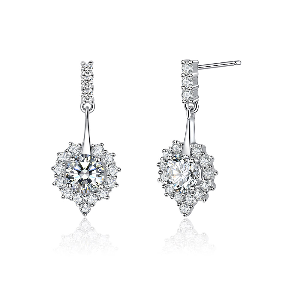 Detailed side view of the Dangle Sweetheart Stud Earring's floral design