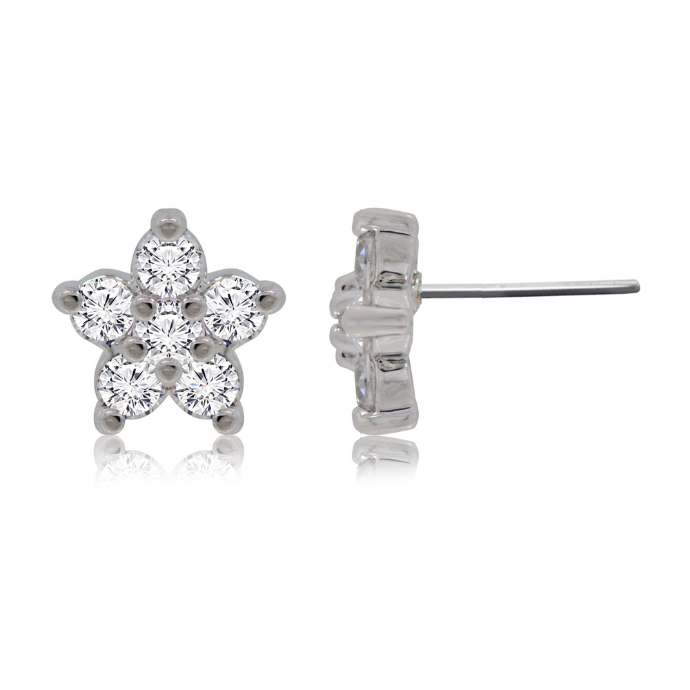 Close-up of a Shinning Star Stud Earring highlighting the cubic zirconia stones