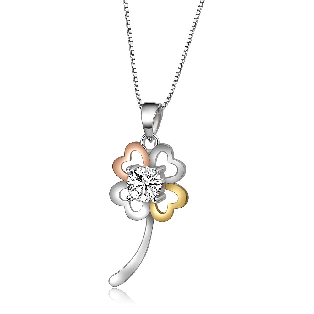 Angled shot of the blossoming pendant necklace