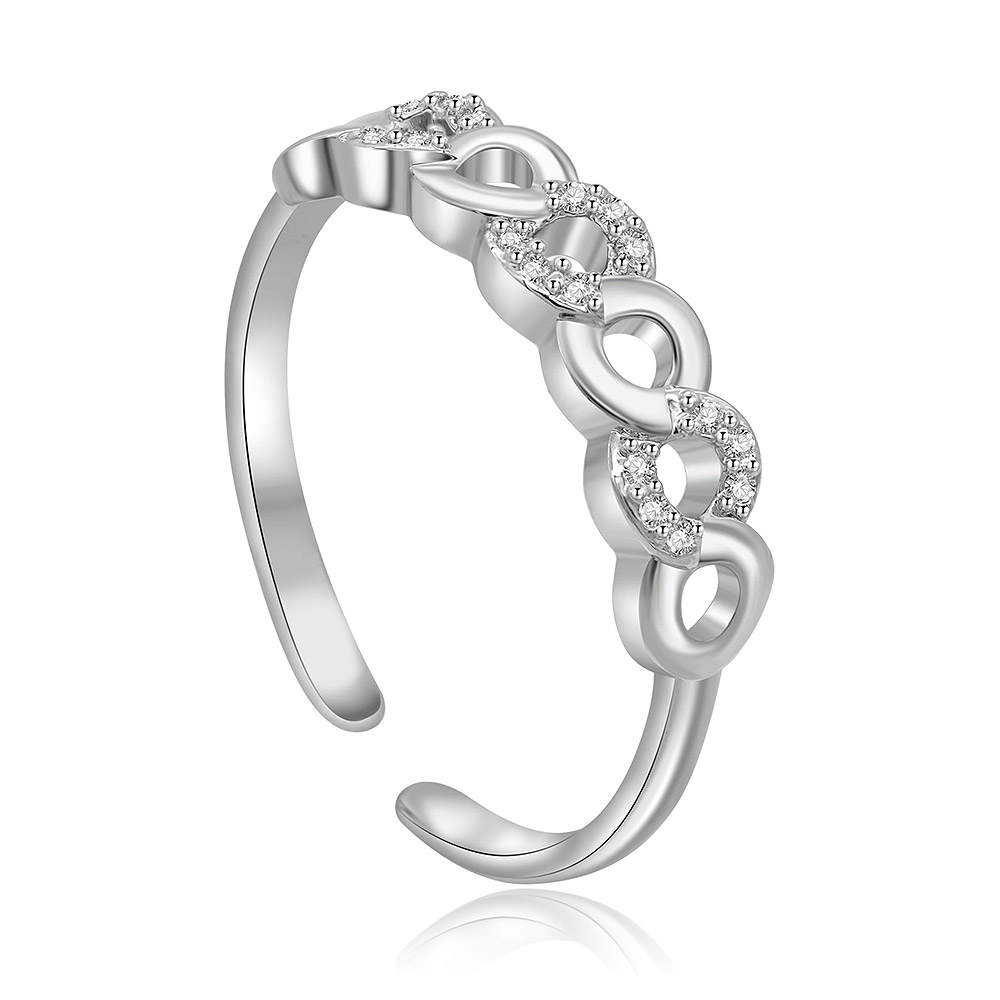 Twinkle White CZ Link Ring shown from another angle