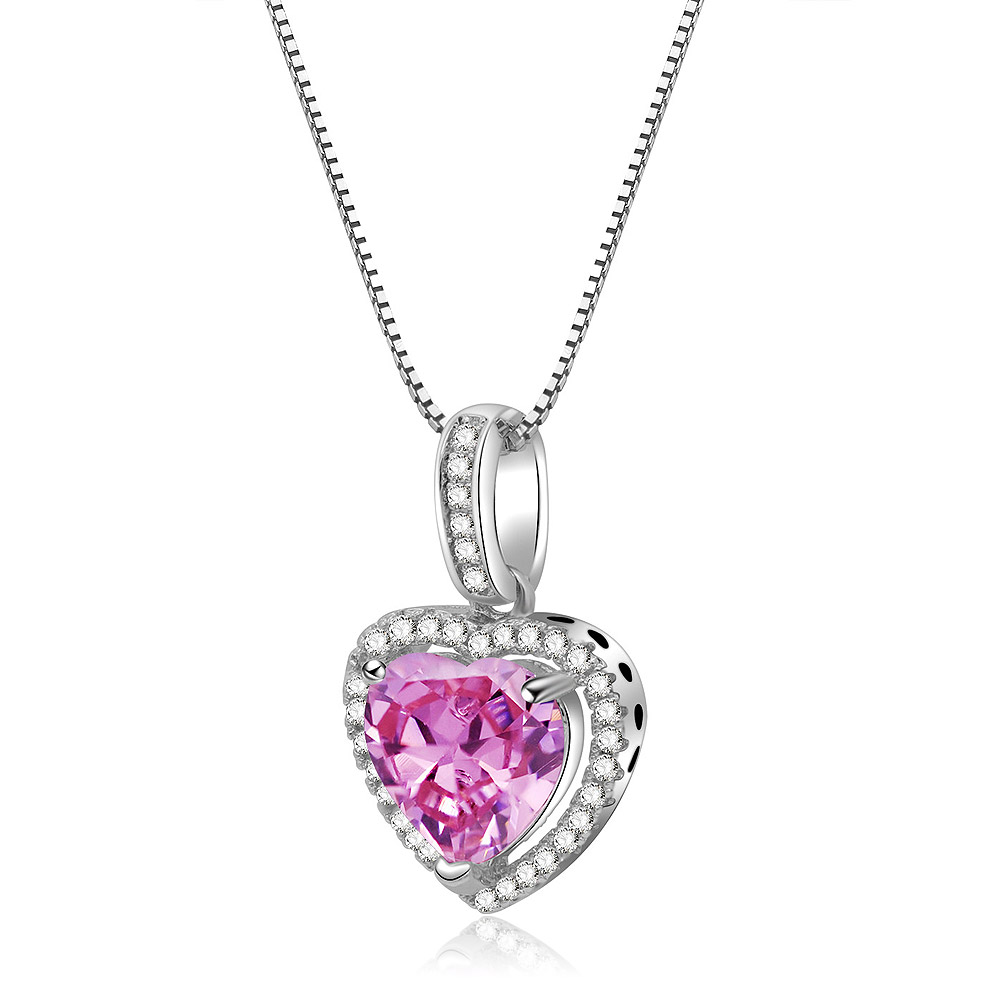 Detailed view of the Glow Pink Heart Necklace pendant