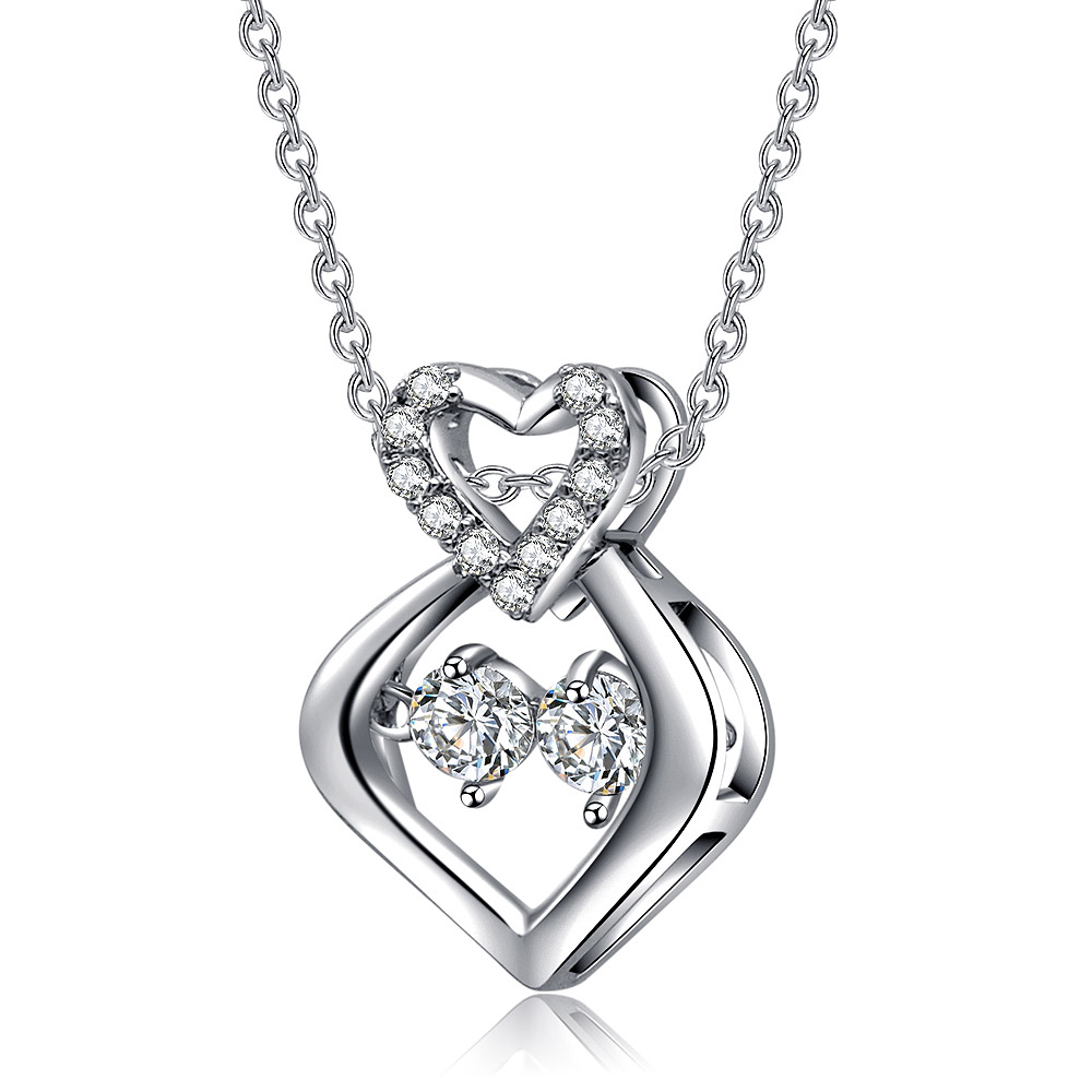 Close-up of the sparkling heart pendant