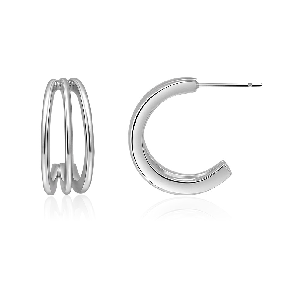 Detailed view of the 3 Multi Row Hoop Earrings