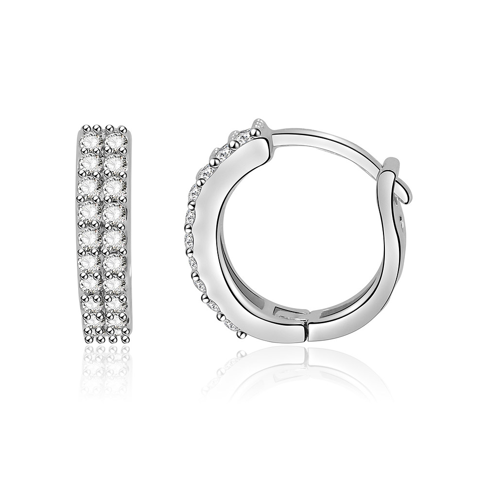 Side view of the Double Row Pave Set Huggie Earrings