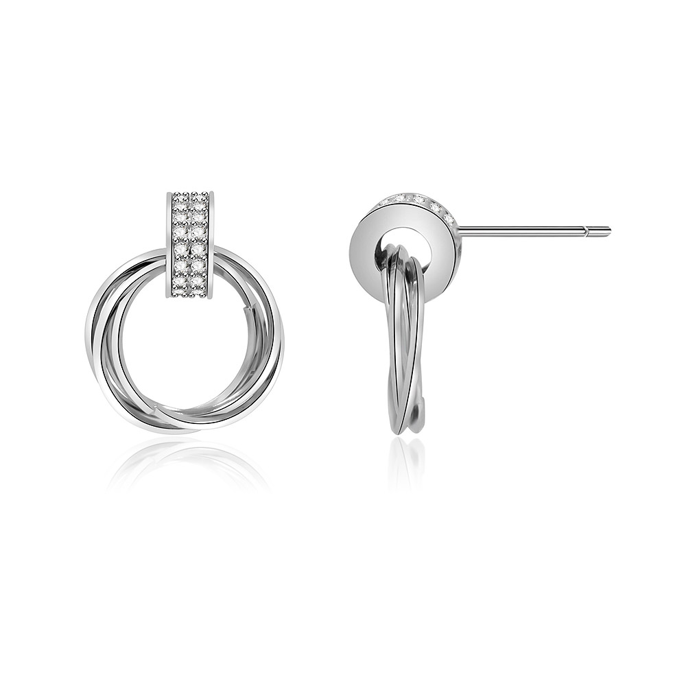 Detailed close-up of the Cubic Zirconia Knot Drop Earring