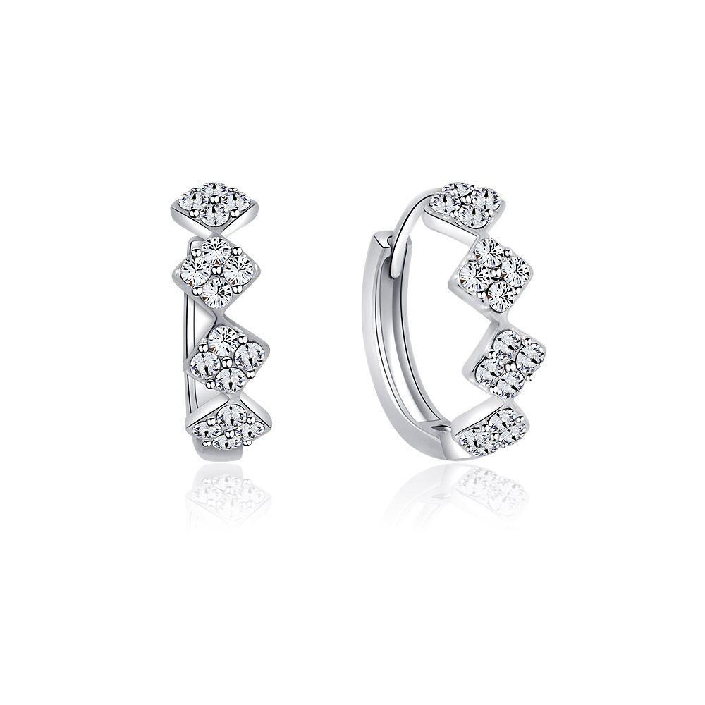 A pair of Bling 10mm Huggie Hoop Earrings on display