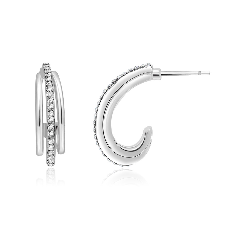 Close-up of the CZ cluster on the oval hoop earrings