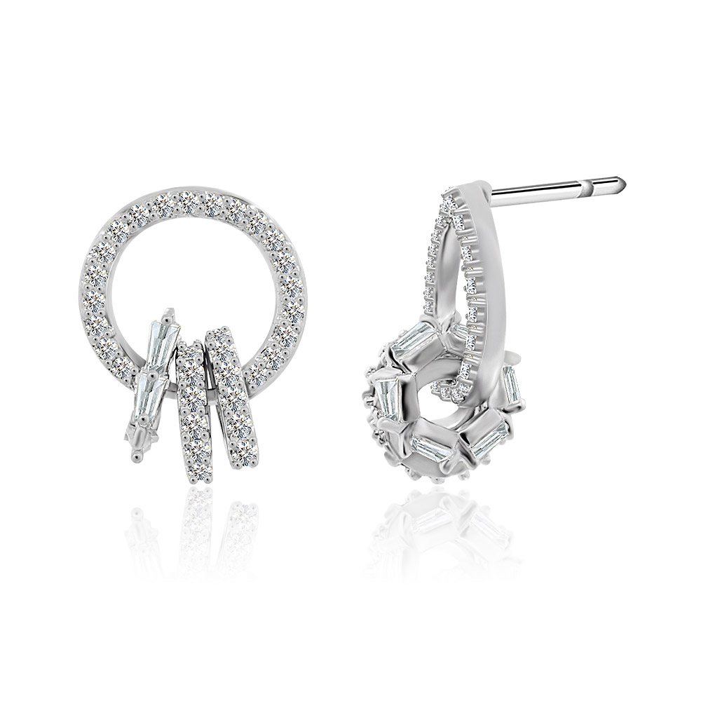 Detailed front and side views of the Tiny Open Circle Halo Earrings