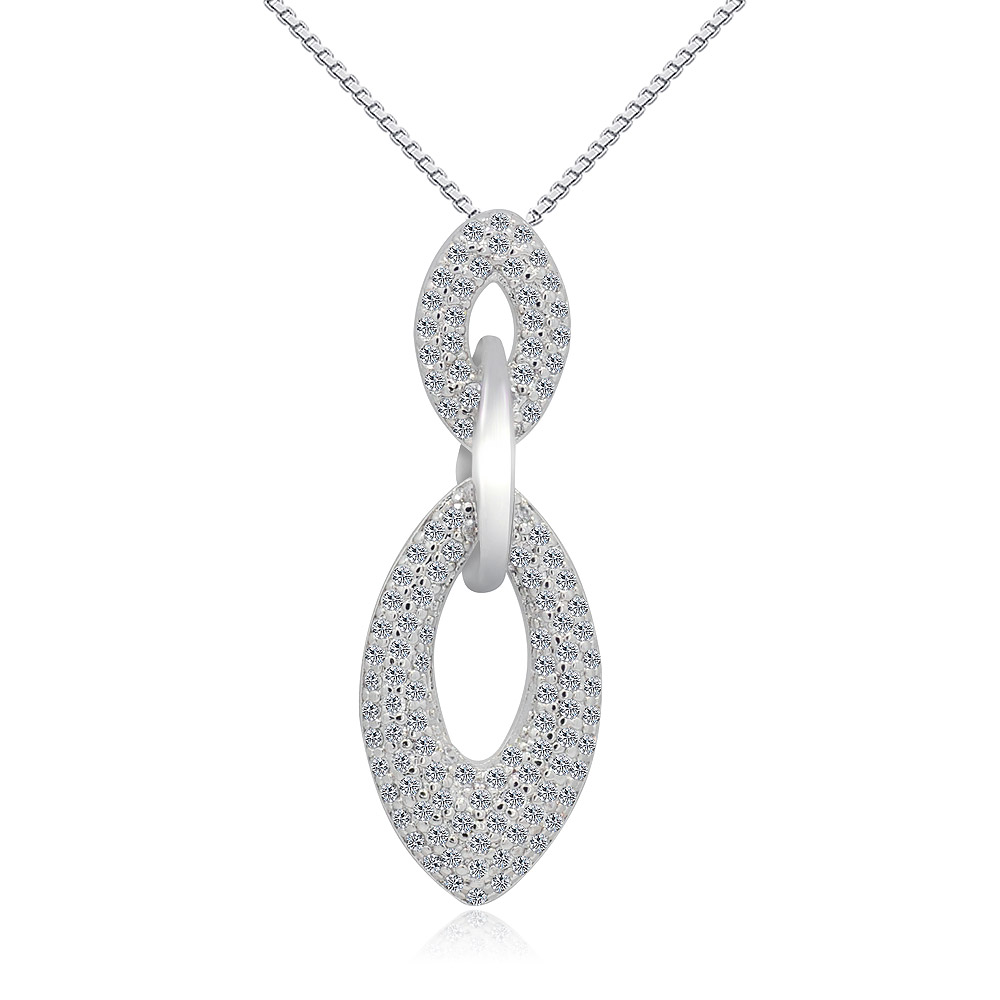 Detailed view of the Tri Link Drop Pave CZ pendant