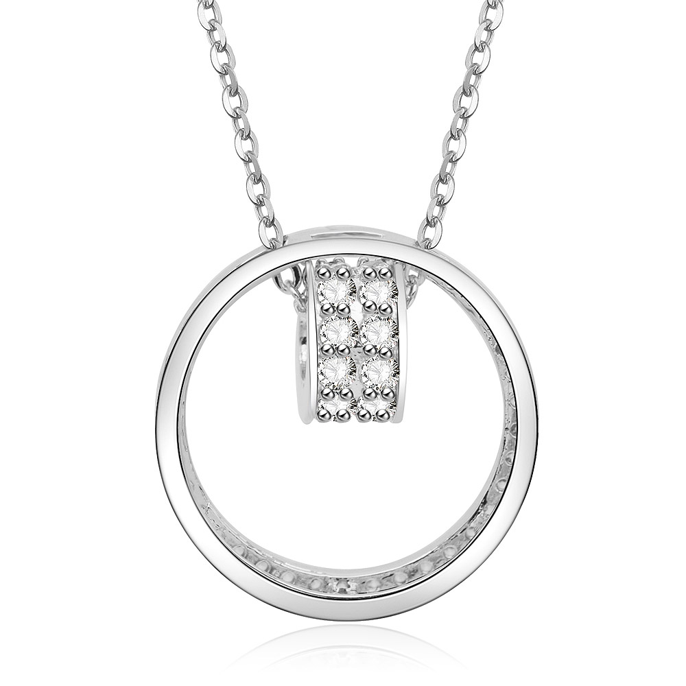 Detailed view of the CZ stones on the Halo Circle Elegance Pendant