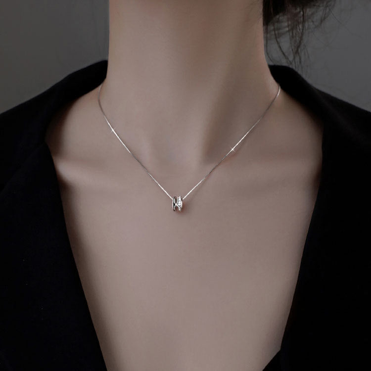 Model wearing the sterling silver zircon choker necklace