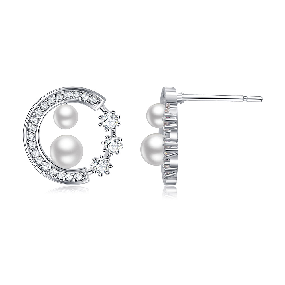 Detailed view of the Halo Pearl CZ Earrings