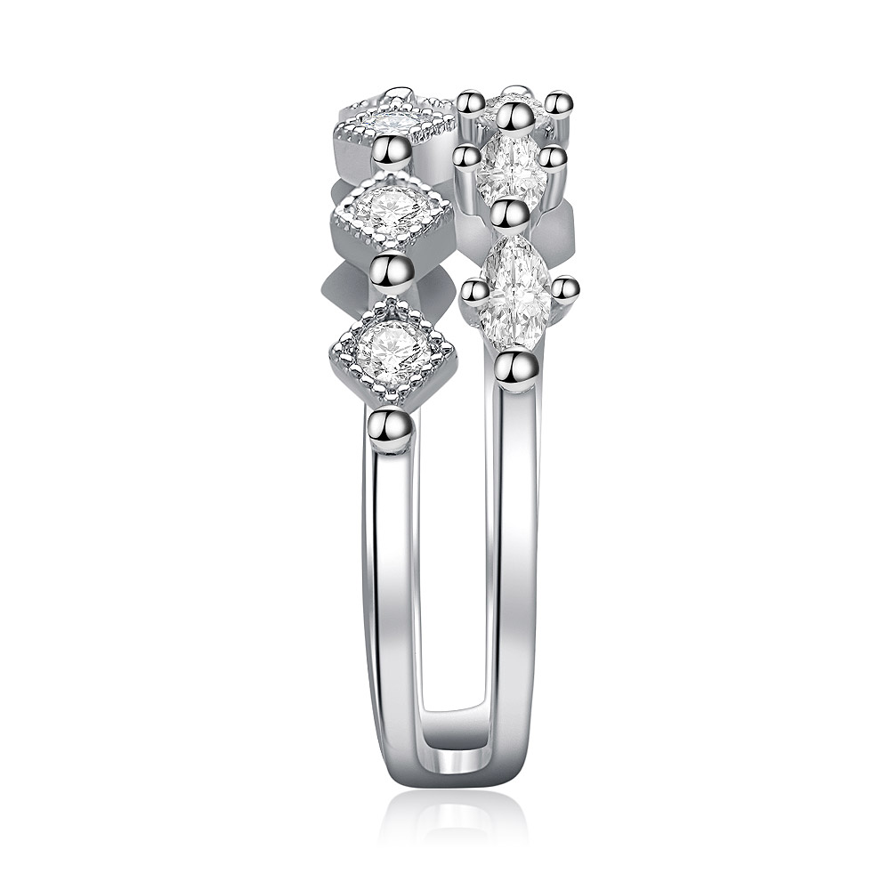 Detailed view of the Cluster CZ Adjustable Ring's gemstone setting